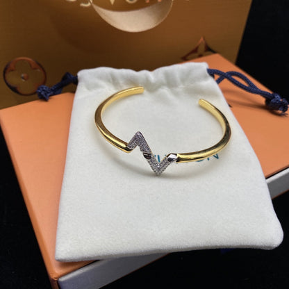 [⭐Sparkve]VOLTE UPSITE DOWN DIAMOND GOLD OPEN BRACELET