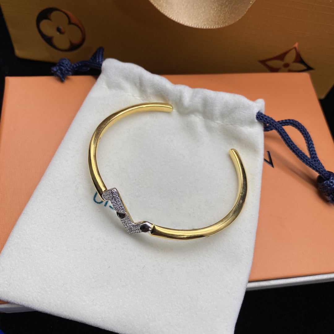 [⭐Sparkve]VOLTE UPSITE DOWN DIAMOND GOLD OPEN BRACELET