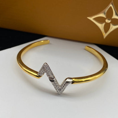 [⭐Sparkve]VOLTE UPSITE DOWN DIAMOND GOLD OPEN BRACELET
