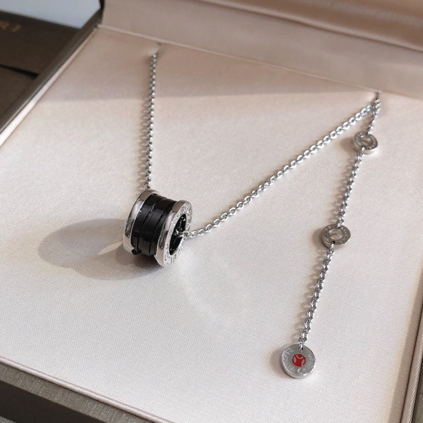 [⭐Sparkve]ZERO 1 BLACK CERAMIC SILVER NECKLACE