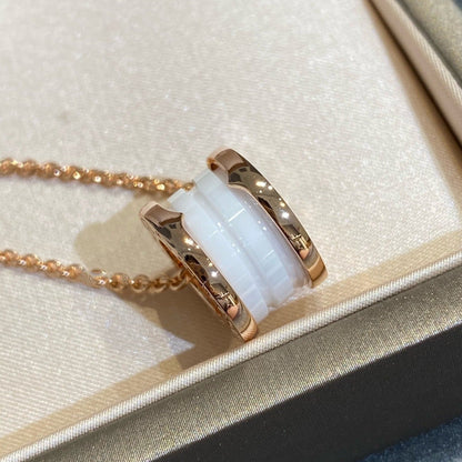 [⭐Sparkve]ZERO 1 WHITE CERAMIC PINK GOLD NECKLACE