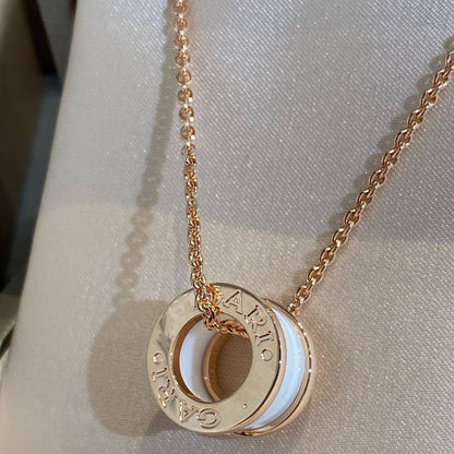 [⭐Sparkve]ZERO 1 WHITE CERAMIC PINK GOLD NECKLACE