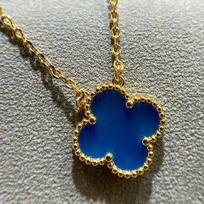 [⭐Sparkve]CLOVER 15MM BLUE AGATE NECKLACE