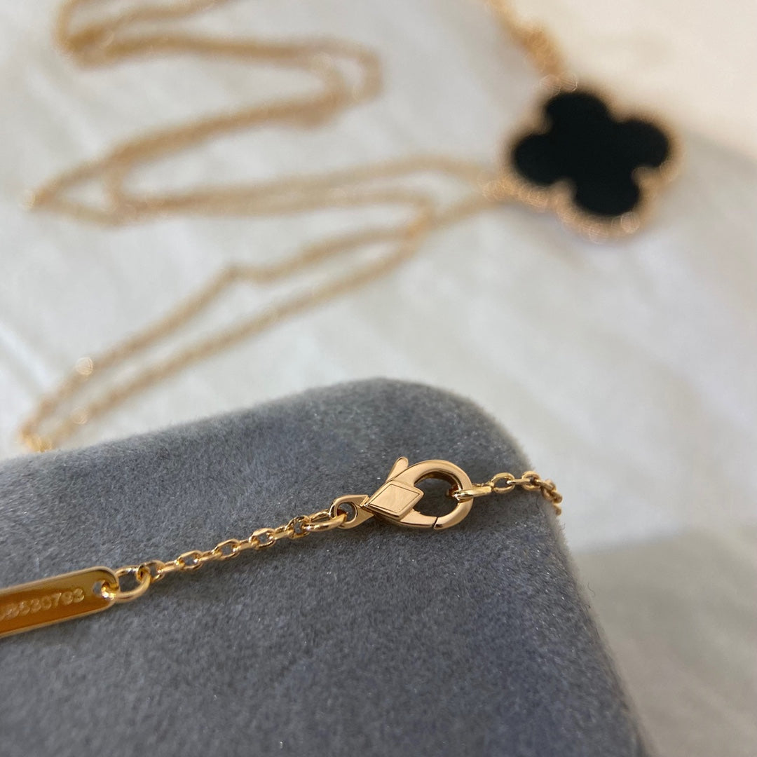 [⭐Sparkve]CLOVER 25MM NECKLACE GOLD ONYX