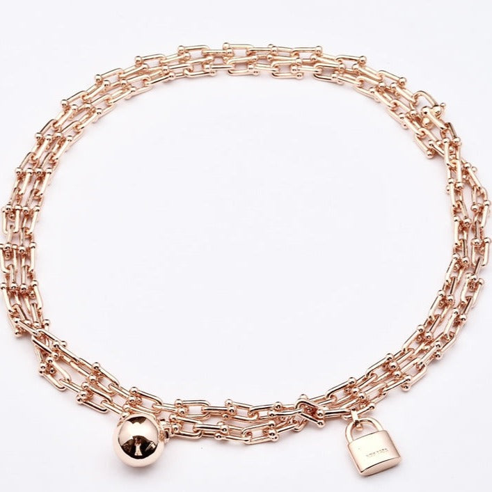 [⭐Sparkve Jewels]HARDWEAR PINK GOLD WRAP NECKLACE