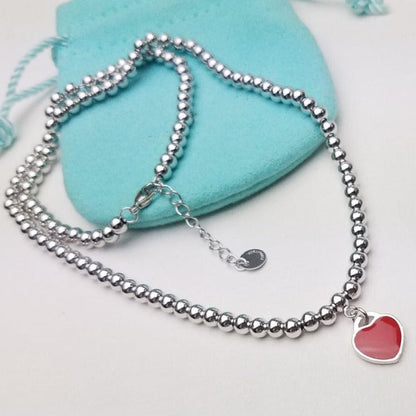 [⭐Sparkve Jewels]HEART PEDANT SILVER BALL CHAIN NECKLACE
