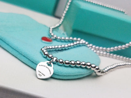 [⭐Sparkve Jewels]HEART PEDANT SILVER BALL CHAIN NECKLACE