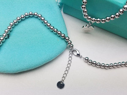 [⭐Sparkve Jewels]HEART PEDANT SILVER BALL CHAIN NECKLACE