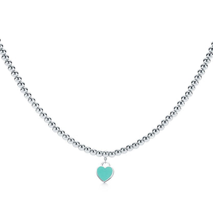 [⭐Sparkve Jewels]HEART PEDANT SILVER BALL CHAIN NECKLACE