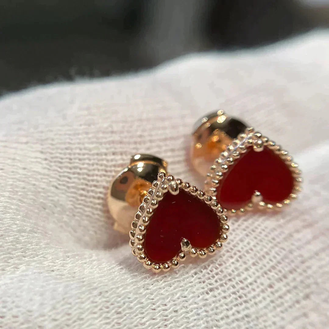 [⭐Sparkve]HEART CARNELIAN STUD EARRINGS