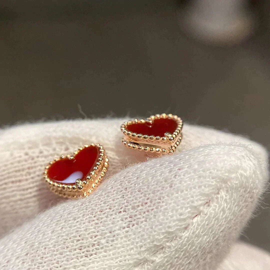 [⭐Sparkve]HEART CARNELIAN STUD EARRINGS