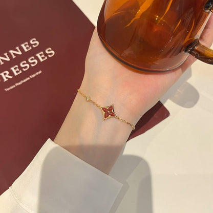 [⭐Sparkve]COLOR STAR CARNELIAN PINK GOLD DIAMOND BRACELET