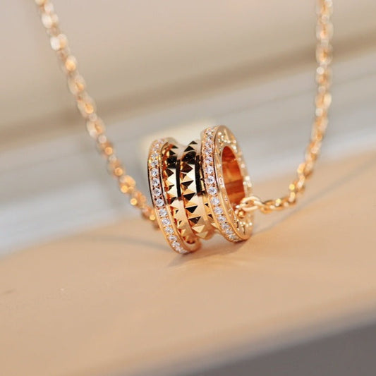[⭐Sparkve]ZERO 1 ROCK PEDANT PINK GOLD NECKLACE