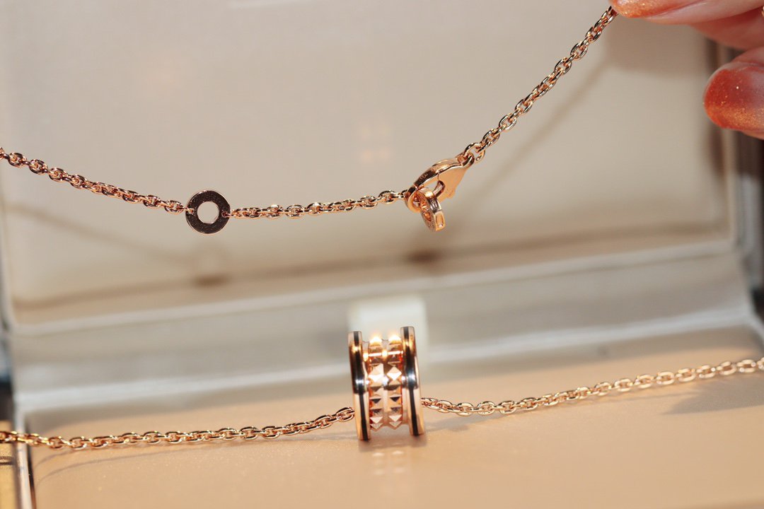 [⭐Sparkve]ZERO 1 ROCK PEDANT PINK GOLD BLACK NECKLACE