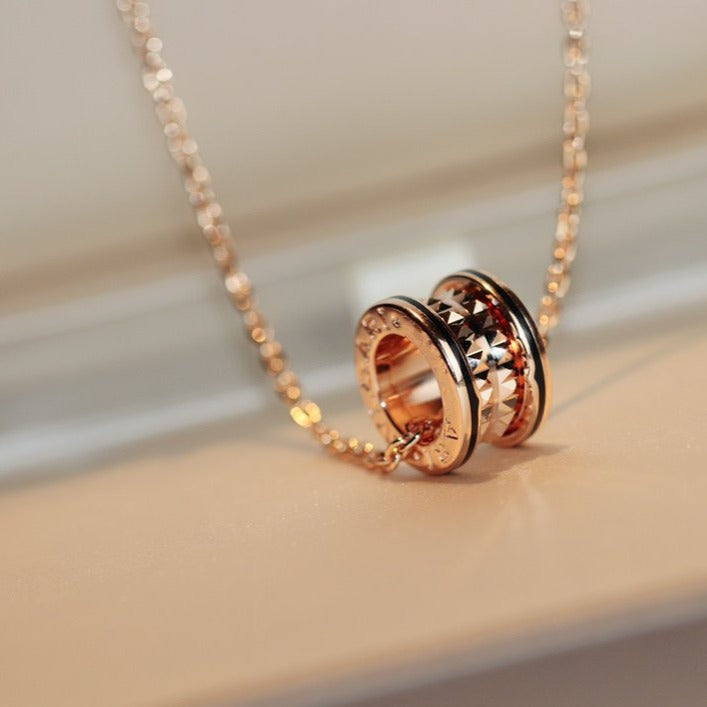 [⭐Sparkve]ZERO 1 ROCK PEDANT PINK GOLD BLACK NECKLACE