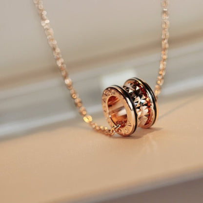[⭐Sparkve]ZERO 1 ROCK PEDANT PINK GOLD BLACK NECKLACE