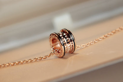 [⭐Sparkve]ZERO 1 ROCK PEDANT PINK GOLD BLACK NECKLACE