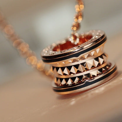 [⭐Sparkve]ZERO 1 ROCK PEDANT PINK GOLD BLACK NECKLACE