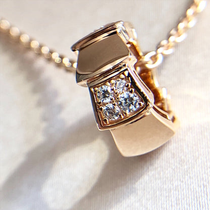 [⭐Sparkve]SERPENTI PEDANT DIAMOND PINK GOLD NECKLACE
