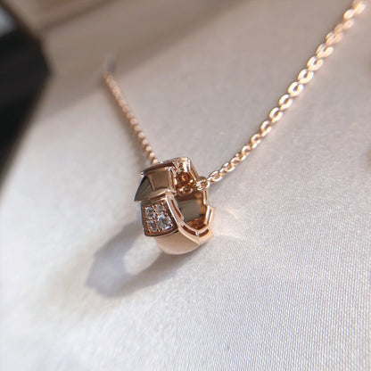 [⭐Sparkve]SERPENTI PEDANT DIAMOND PINK GOLD NECKLACE