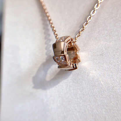 [⭐Sparkve]SERPENTI PEDANT DIAMOND PINK GOLD NECKLACE