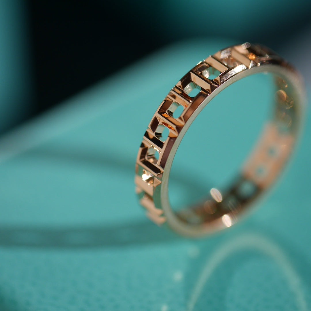 [⭐Sparkve Jewels]T TRUE 3.5MM PINK GOLD RING