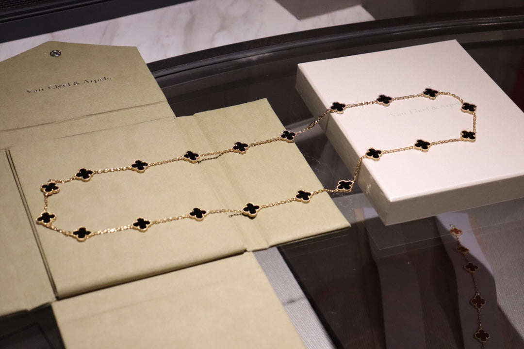 [⭐Sparkve]CLOVER 20 MOTIFS ONYX ROSE GOLD