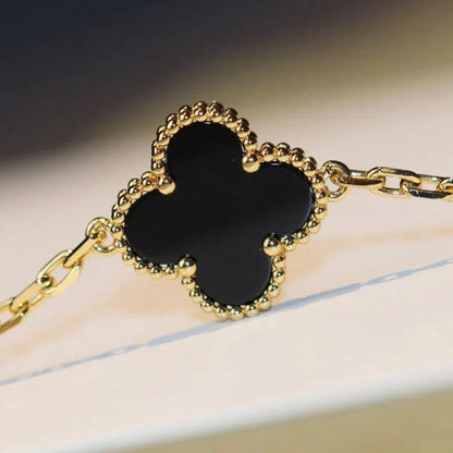 [⭐Sparkve]CLOVER 20 MOTIFS ONYX NECKLACE