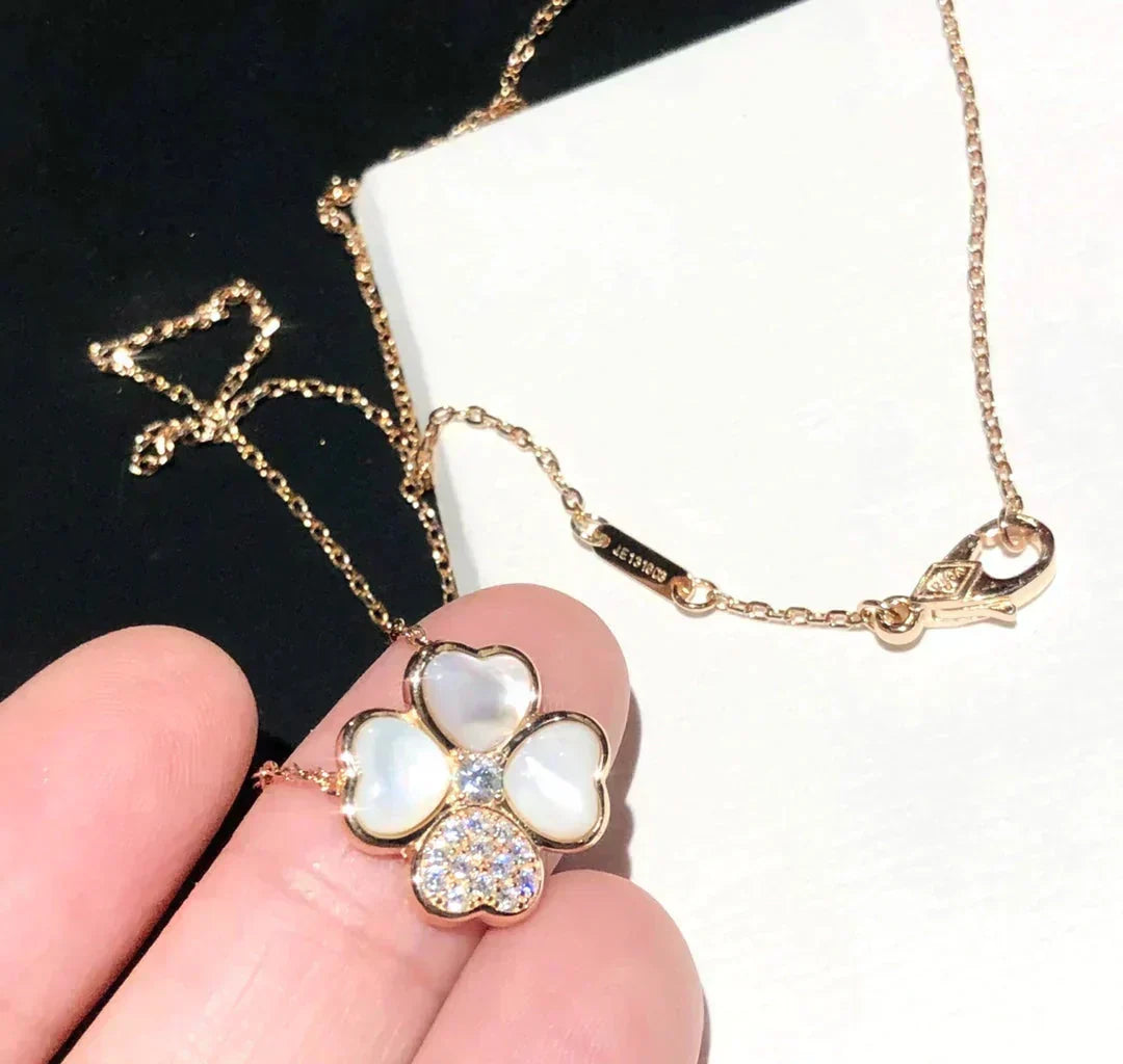 [⭐Sparkve]CLOVER MOP DIAMOND ROSE GOLD NECKLACE