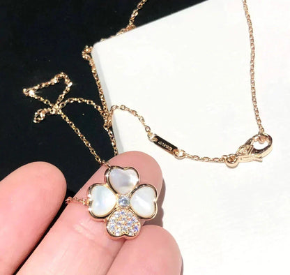[⭐Sparkve]CLOVER MOP DIAMOND ROSE GOLD NECKLACE