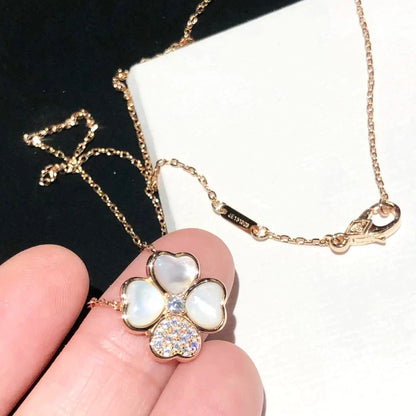 [⭐Sparkve]CLOVER MOP DIAMOND ROSE GOLD NECKLACE