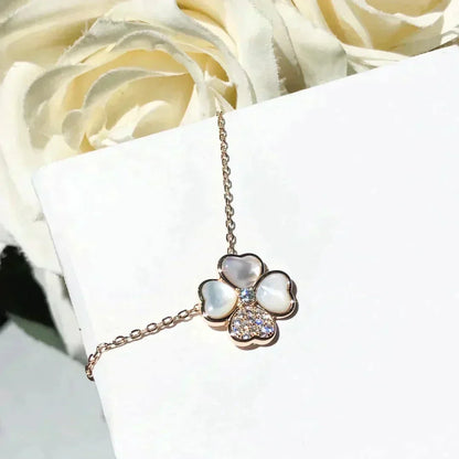 [⭐Sparkve]CLOVER MOP DIAMOND ROSE GOLD NECKLACE