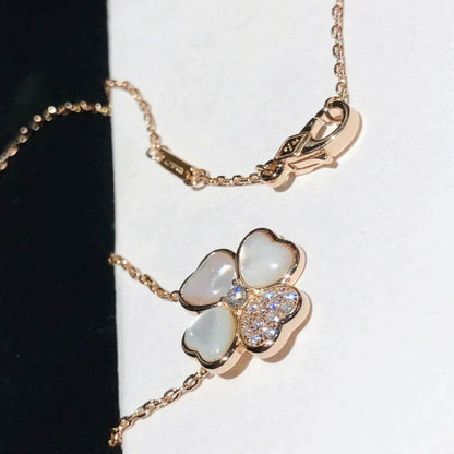 [⭐Sparkve]CLOVER MOP DIAMOND ROSE GOLD NECKLACE