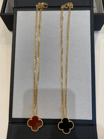 [⭐Sparkve]CLOVER 25MM NECKLACE GOLD CARNELIAN