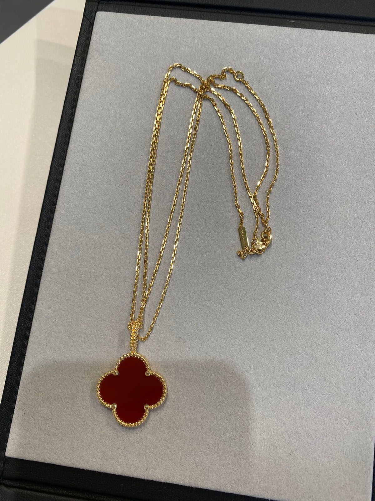 [⭐Sparkve]CLOVER 25MM NECKLACE GOLD CARNELIAN