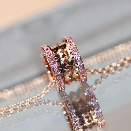 [⭐Sparkve]ZERO 1 ROCK PINK GOLD PINK DIAMOND NECKLACE