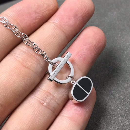 [⭐Sparkve]CHAINE VERSO BLACK CERAMIC  NECKLACE