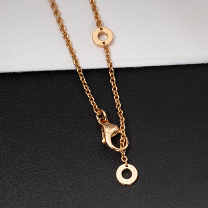 [⭐Sparkve]ZERO 1 WHITE CERAMIC PINK GOLD DIAMOND NECKLACE