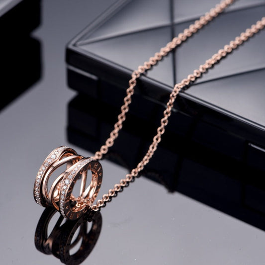 [⭐Sparkve]ZERO 1 PINK GOLD DIAMOND OPEN NECKLACE