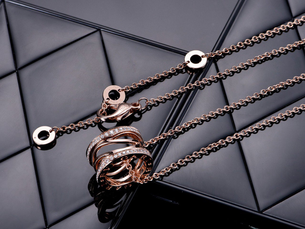 [⭐Sparkve]ZERO 1 PINK GOLD DIAMOND OPEN NECKLACE