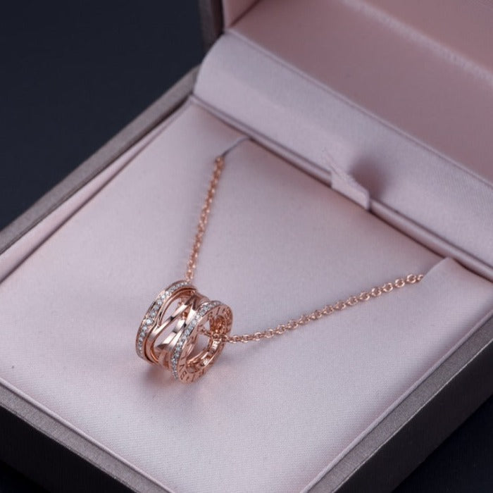 [⭐Sparkve]ZERO 1 PINK GOLD DIAMOND OPEN NECKLACE