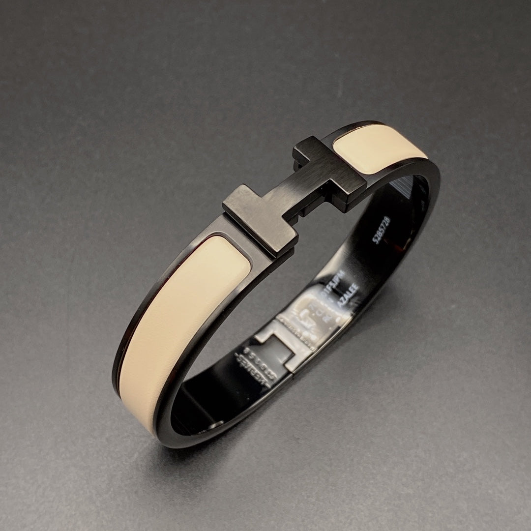 [⭐Sparkve]H BRACELET 12MM BLACK BEIGE CERAMIC