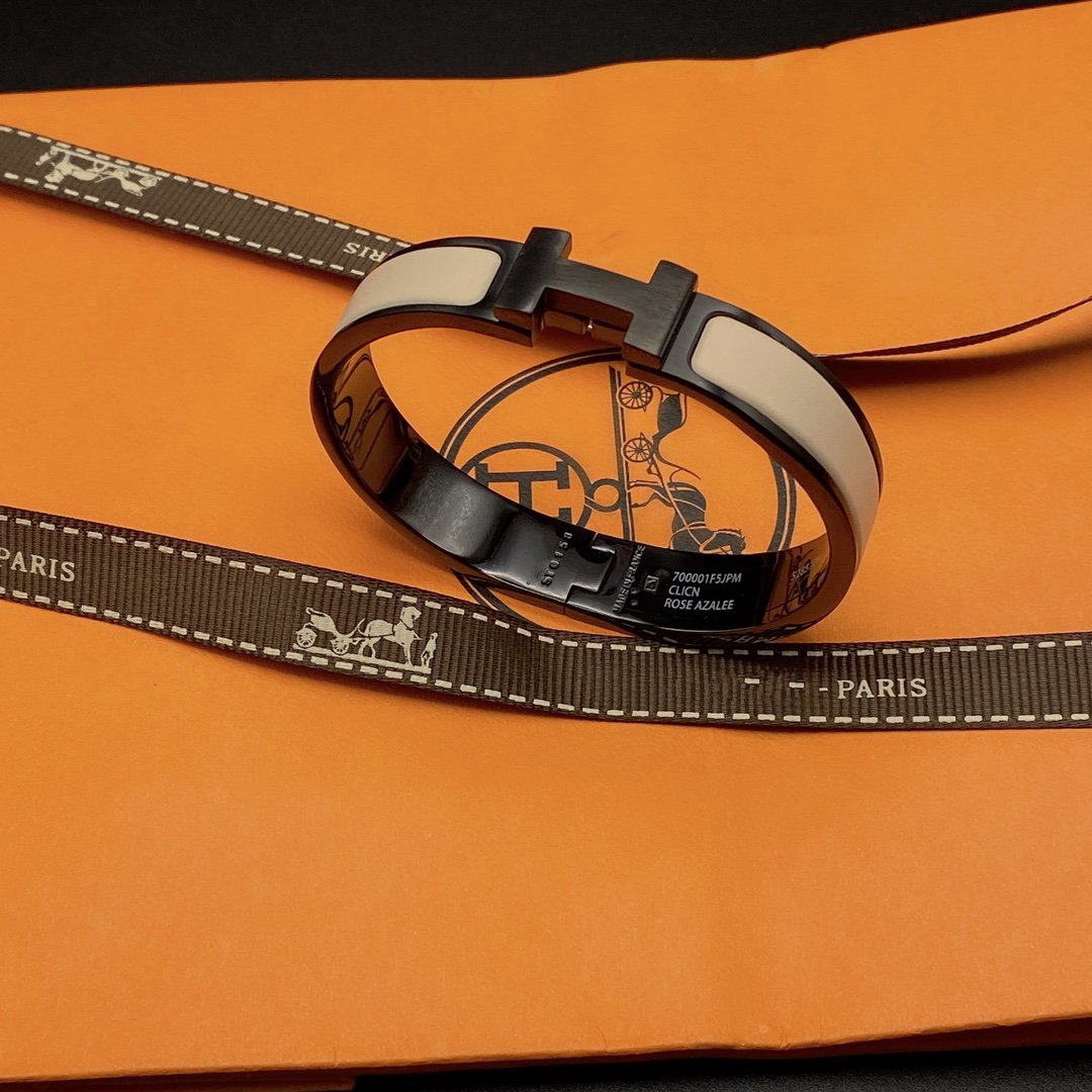 [⭐Sparkve]H BRACELET 12MM BLACK BEIGE CERAMIC