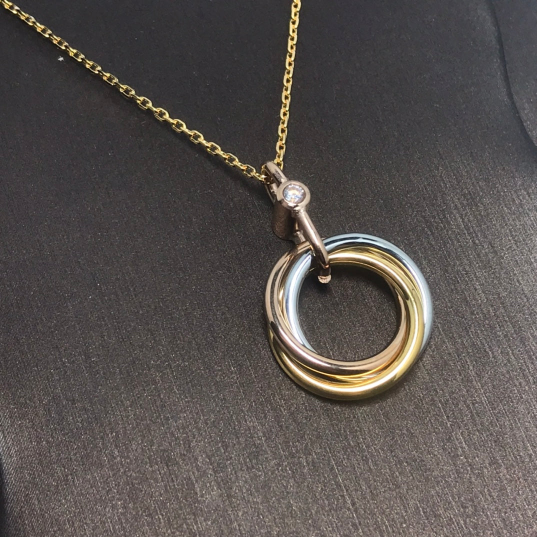 [⭐Sparkve]TRINITY SILVER GOLD PINK GOLD NECKLACE