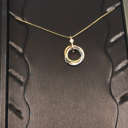 [⭐Sparkve]TRINITY SILVER GOLD PINK GOLD NECKLACE