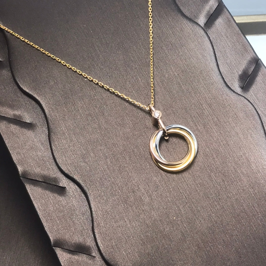 [⭐Sparkve]TRINITY SILVER GOLD PINK GOLD NECKLACE