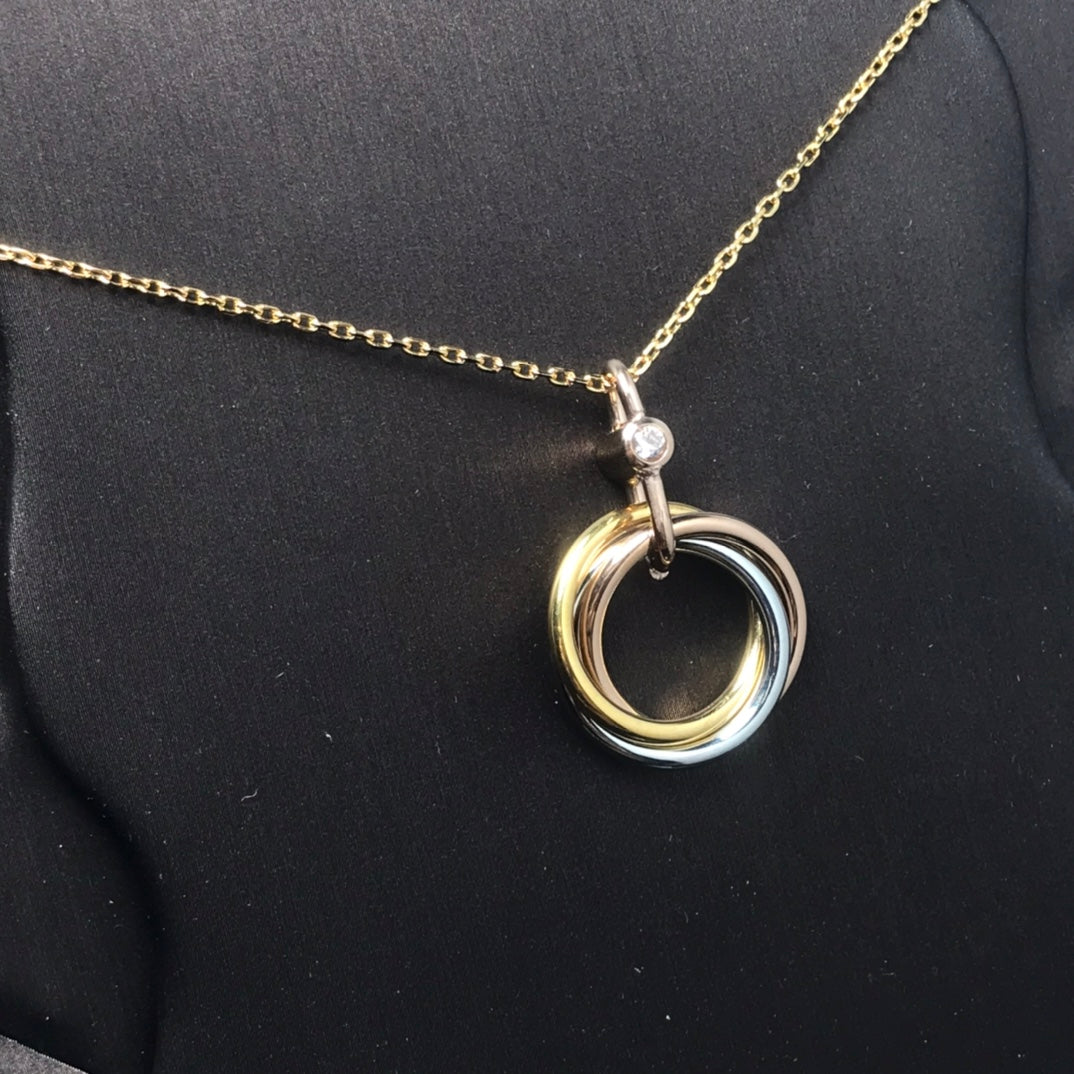 [⭐Sparkve]TRINITY SILVER GOLD PINK GOLD NECKLACE