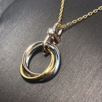 [⭐Sparkve]TRINITY SILVER GOLD PINK GOLD NECKLACE