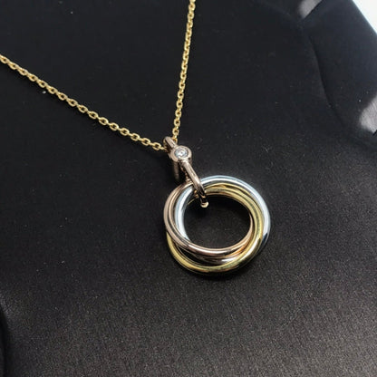 [⭐Sparkve]TRINITY SILVER GOLD PINK GOLD NECKLACE