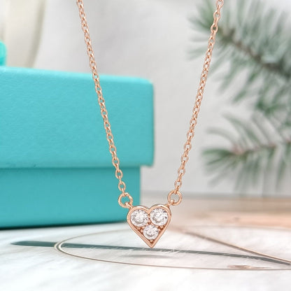 [⭐Sparkve Jewels]HEART 3 DIAMONDS PEDANT NECKLACE